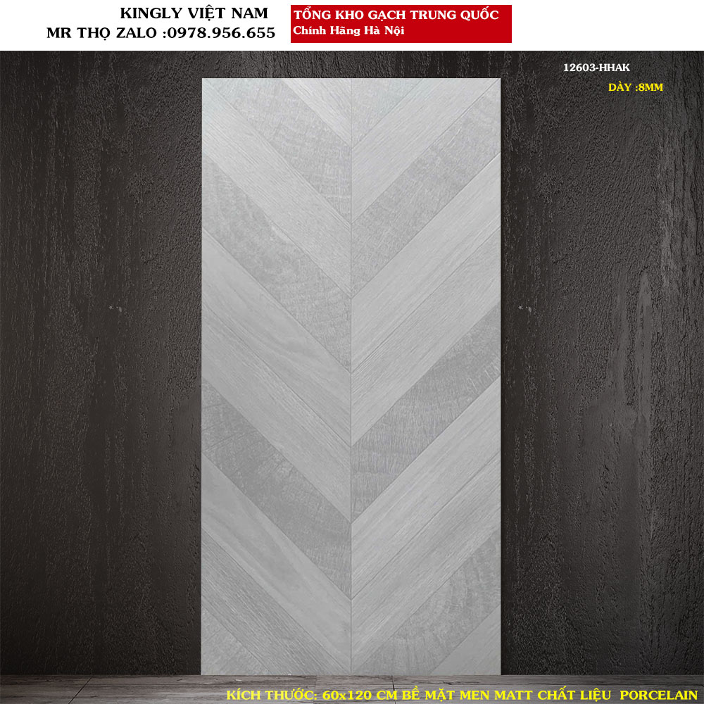 Gạch giả gỗ xương cá 60x120 cm Trung Quốc 12603